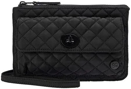 Samantha Brown To-Go RFID Quilted Crossbody Wallet (Black)