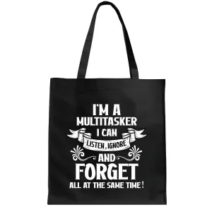 Sarcasm and Attitude Gift Ideas for Multitaskers with Dark Humor Funny Navy Black Multicolor Canvas Tote Bag