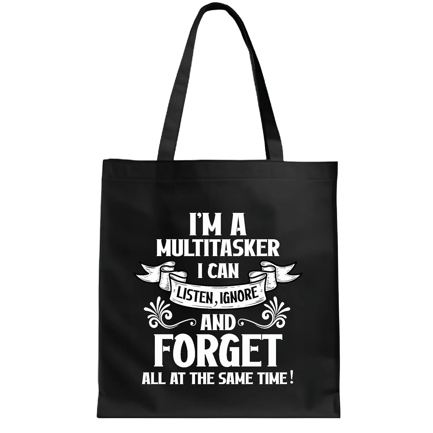 Sarcasm and Attitude Gift Ideas for Multitaskers with Dark Humor Funny Navy Black Multicolor Canvas Tote Bag