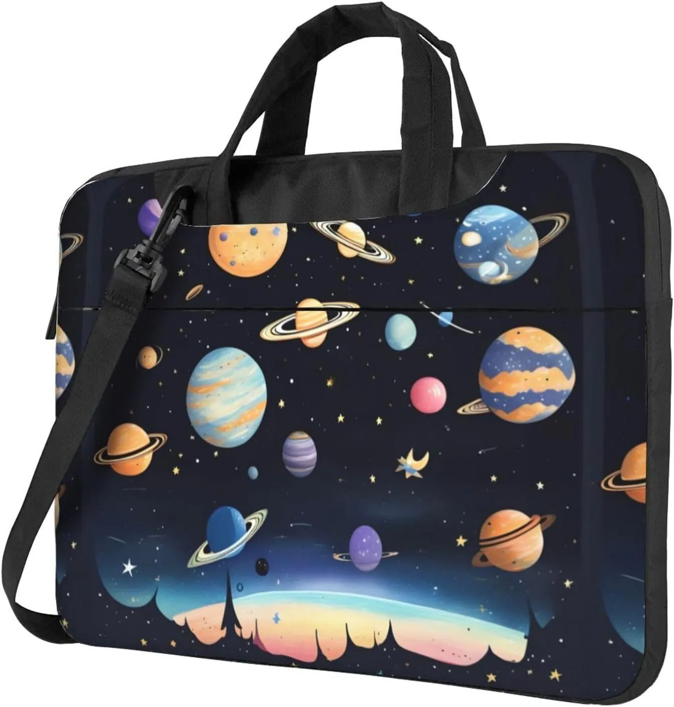 Saturn Jupiter Earth Shockproof Portable Shoulder Laptop Bag For Daily Work Business Meetings