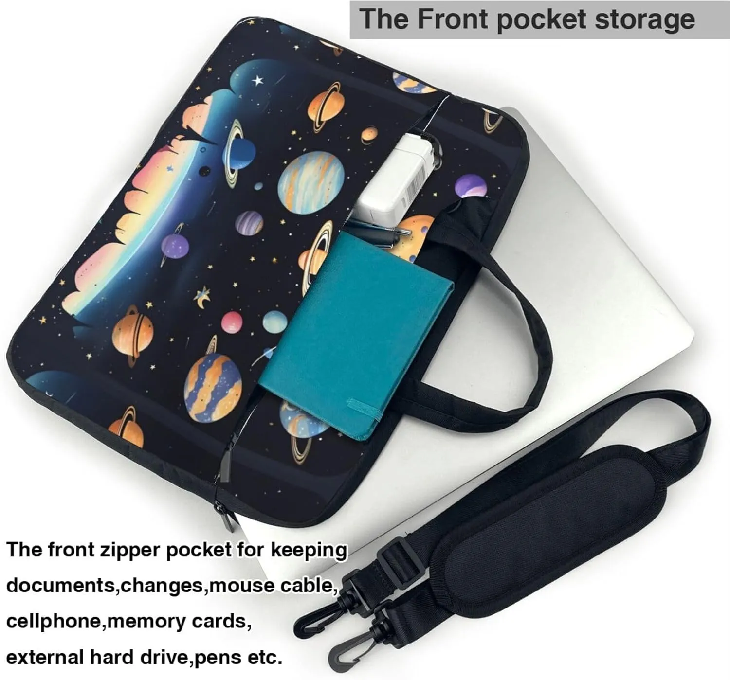 Saturn Jupiter Earth Shockproof Portable Shoulder Laptop Bag For Daily Work Business Meetings