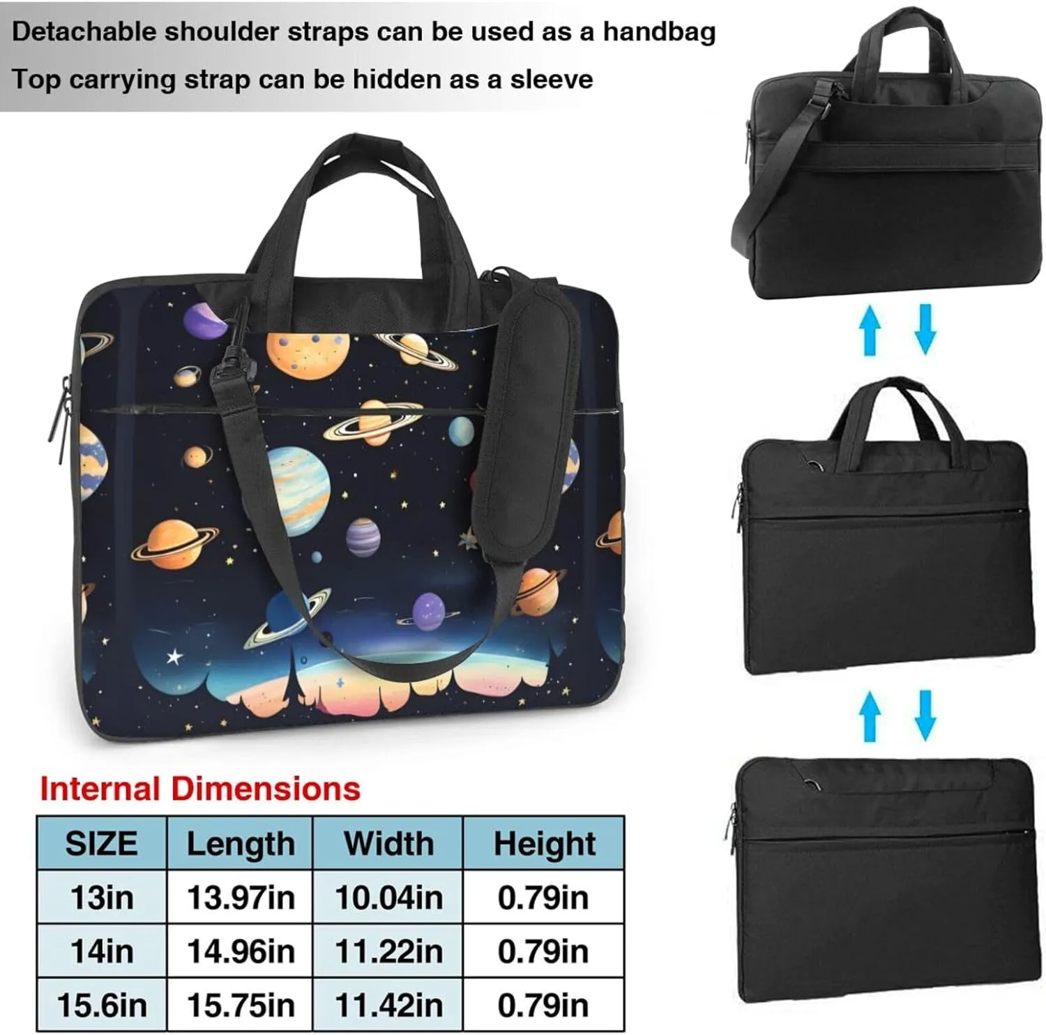 Saturn Jupiter Earth Shockproof Portable Shoulder Laptop Bag For Daily Work Business Meetings