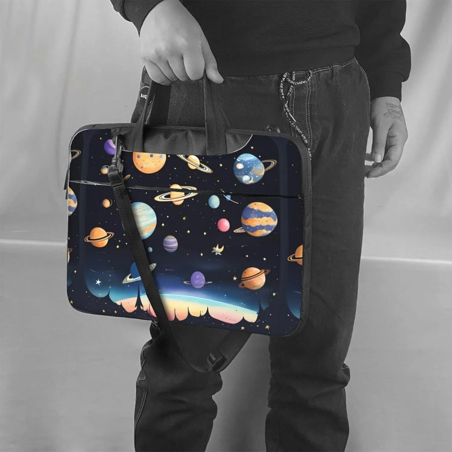 Saturn Jupiter Earth Shockproof Portable Shoulder Laptop Bag For Daily Work Business Meetings