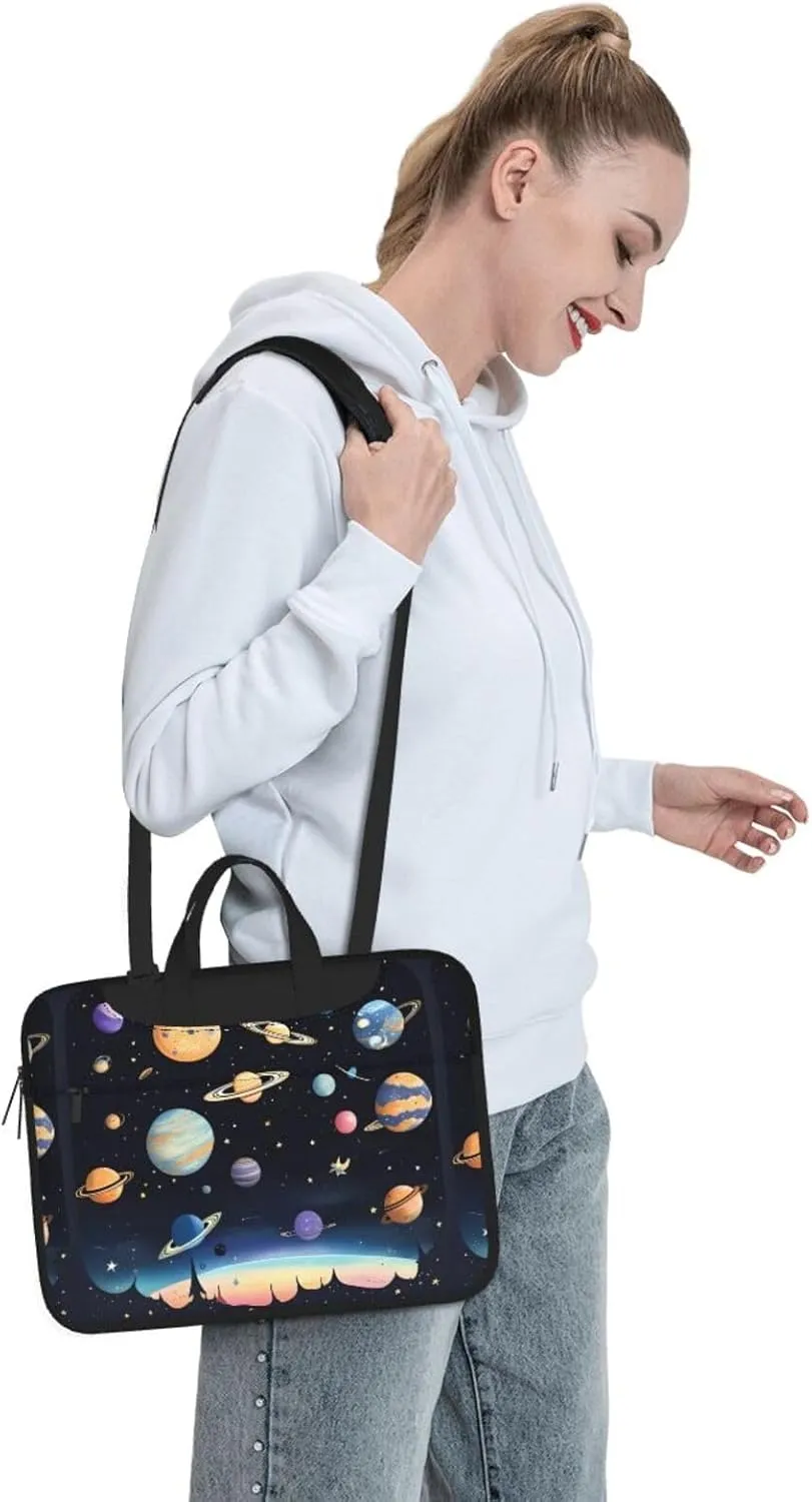 Saturn Jupiter Earth Shockproof Portable Shoulder Laptop Bag For Daily Work Business Meetings