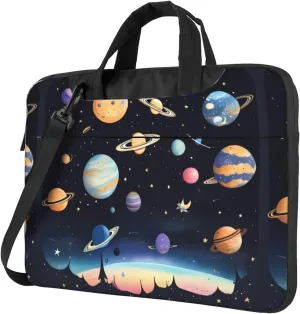 Saturn Jupiter Earth Shockproof Portable Shoulder Laptop Bag For Daily Work Business Meetings