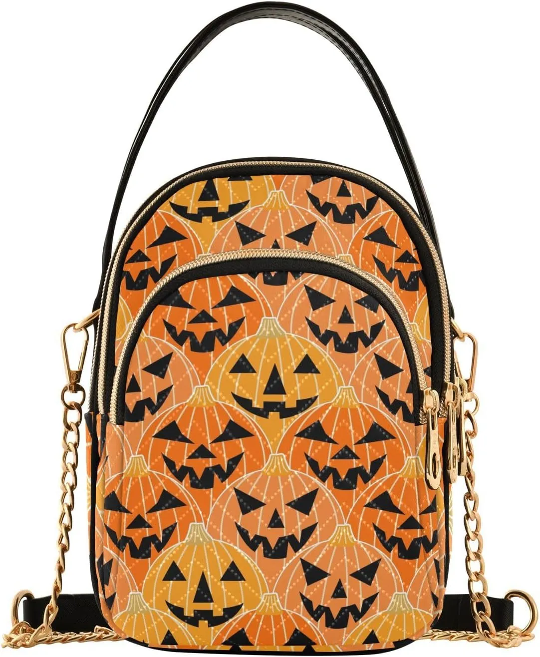 Scary Halloween Carved Pumpkins Small Women's Crossbody Purse, Shoulder Bag for Women Handbags Cell Phone Purse