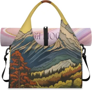 Scenic Ridge Tote Bag for Women with Zipper, Gym Tote with Compartments, Work Tote Nurse Dance Yoga Bag for Sport, Travel