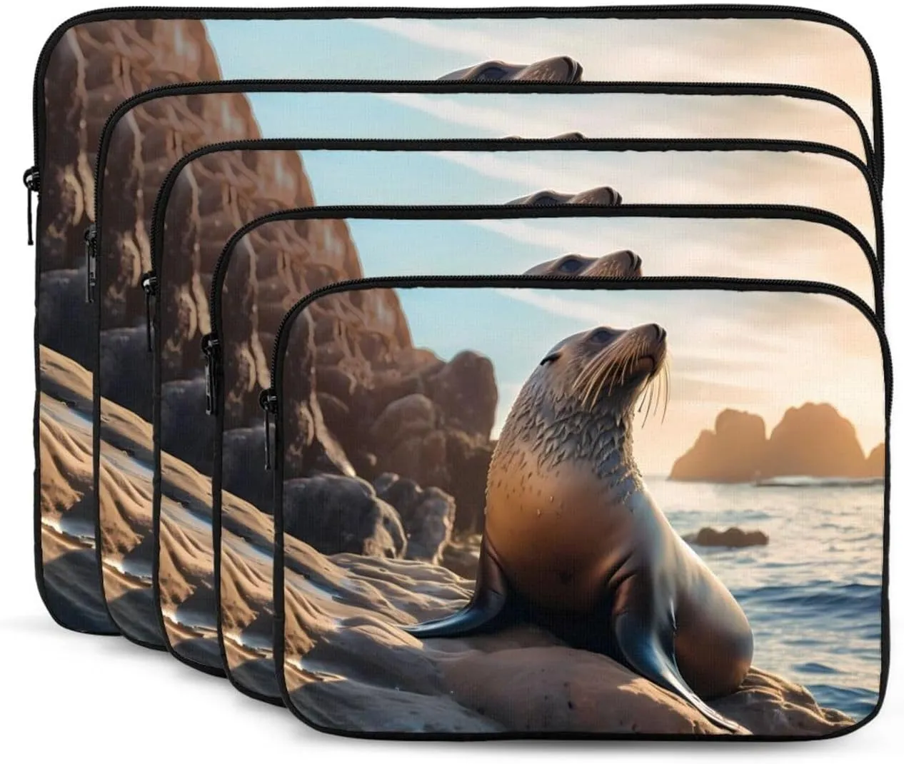 Sea Lion on The Rocks Pattern Shockproof Portable Laptop 15 inch Sleeve Bag for Men and Women - Ideal for Business Travel, School, and Daily Use