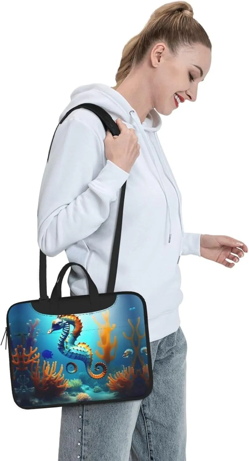 Seabed coral seahorse Pattern Laptop Bag - with Soft Interior, Multiple Pockets - Ideal for Men, Travel and Business