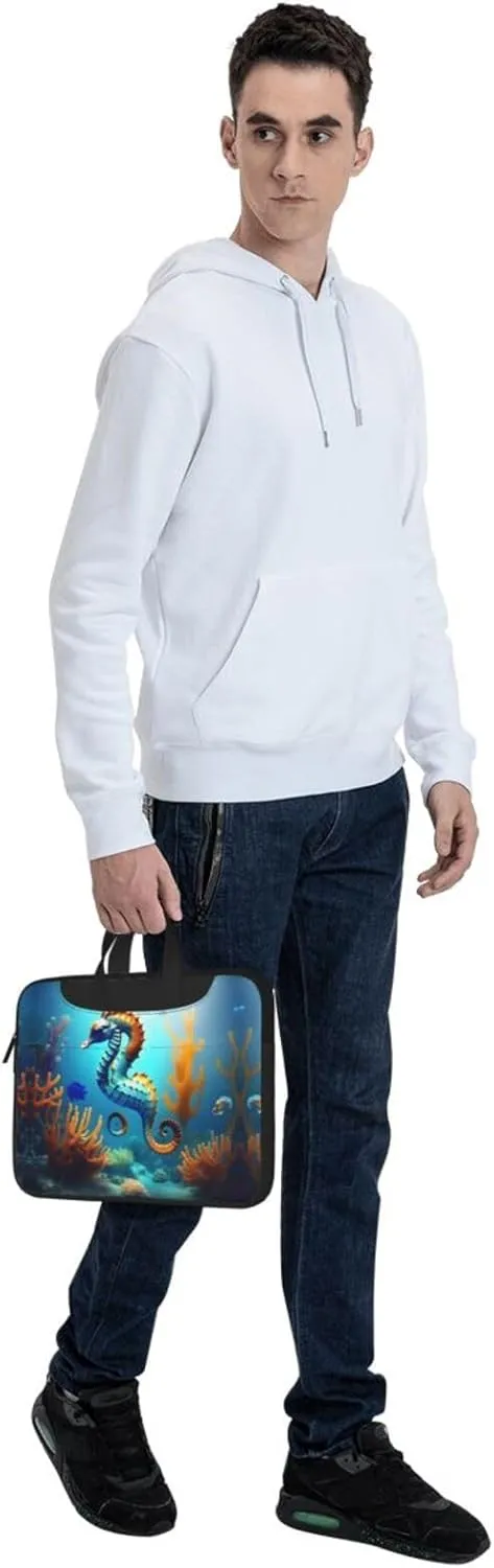 Seabed coral seahorse Pattern Laptop Bag - with Soft Interior, Multiple Pockets - Ideal for Men, Travel and Business