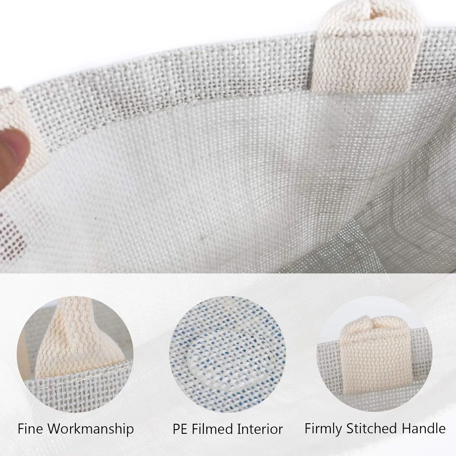 Segarty Tote Bags, 6 Pack Large White Burlap Jute Reusable Canvas Gift Favors Bag with Handles Blank Tote Bulk for Bridesmaid Wedding, Women Market Grocery Shopping, Bachelorette Party, Beach Trip