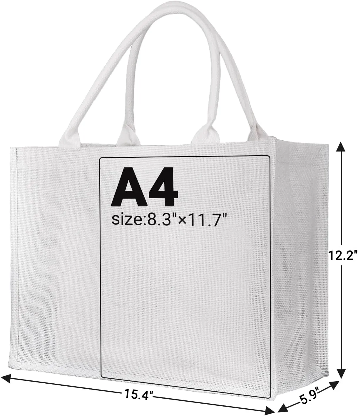 Segarty Tote Bags, 6 Pack Large White Burlap Jute Reusable Canvas Gift Favors Bag with Handles Blank Tote Bulk for Bridesmaid Wedding, Women Market Grocery Shopping, Bachelorette Party, Beach Trip