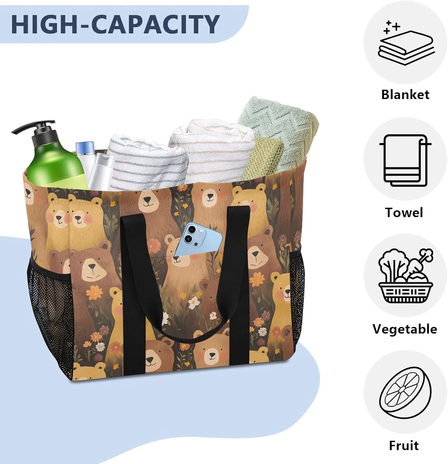 senya Women's Handbag Large Beach Tote Bag Zippered Handbag Quilted Shoulder Bag for Travel Work Gym