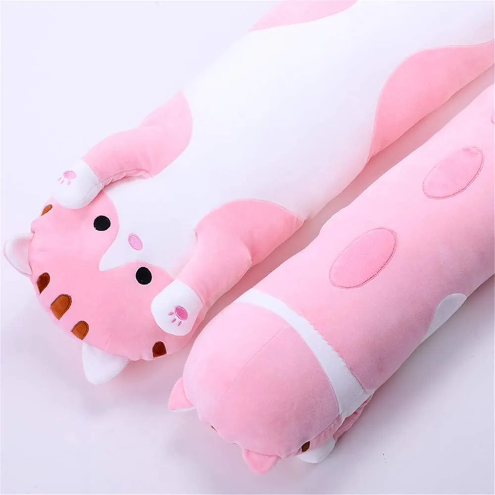 shangman Lovely Plush Cat Doll Cute Cartoon Soft Stuffed Kitten Pillow Long Throw Sleeping Pillow Doll Toy Gift for Kids Girlfriend Multiple Size (Pink,150cm/59in)