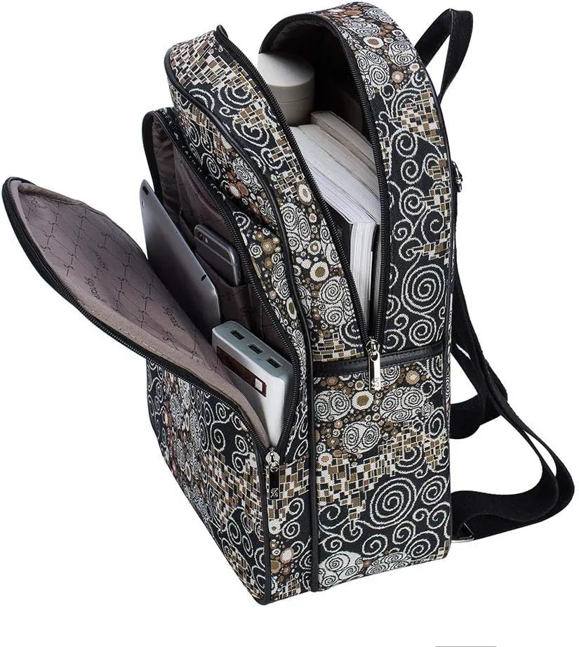 Signare Tapestry Backpack for Women Computer Rucksack Knapsack bookbags for women In Gustav Klimt The Kiss (BKPK-KISS)
