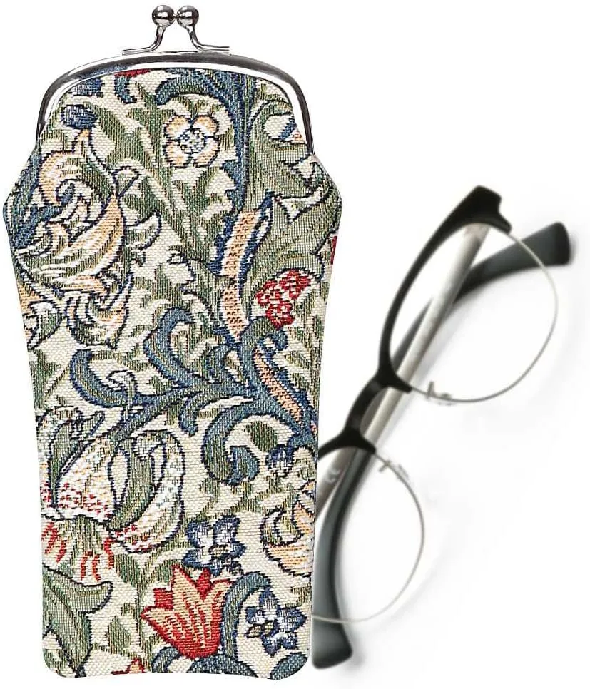 Signare Tapestry Glasses Case for Women Eyeglass Pouch With William Morris Golden Lily Design (GPCH-GLILY)