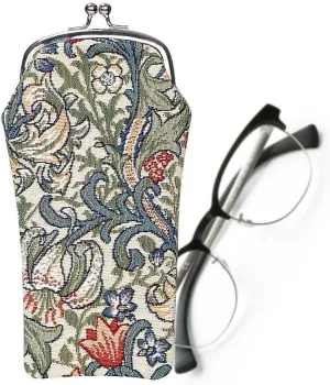 Signare Tapestry Glasses Case for Women Eyeglass Pouch With William Morris Golden Lily Design (GPCH-GLILY)