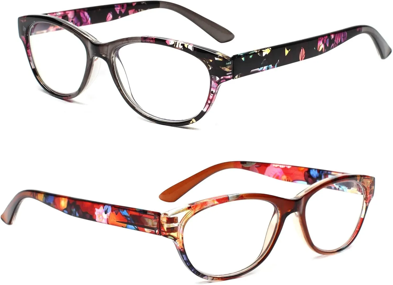 SIGVAN Ladies Cat Eye Reading Glasses 5 Pairs Blue Light Blocking Spring Hinge Fashion Pattern Print Readers for Women