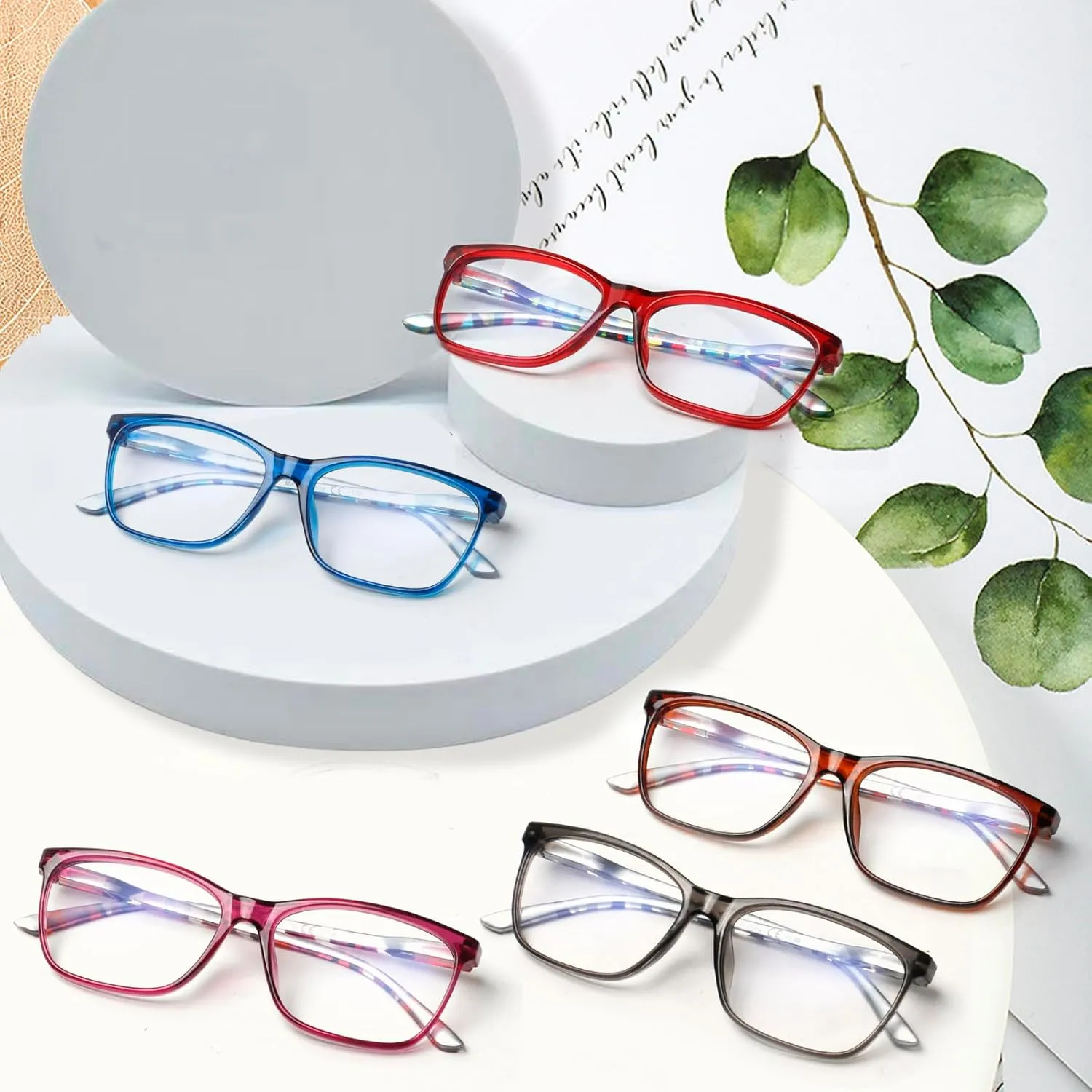 SIGVAN Ladies Reading Glasses Blue Light Blocking Spring Hinge Fashion Pattern Print Eyeglasses for Women