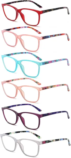 SIGVAN Ladies Reading Glasses Blue Light Blocking Spring Hinge Fashion Pattern Print Eyeglasses for Women