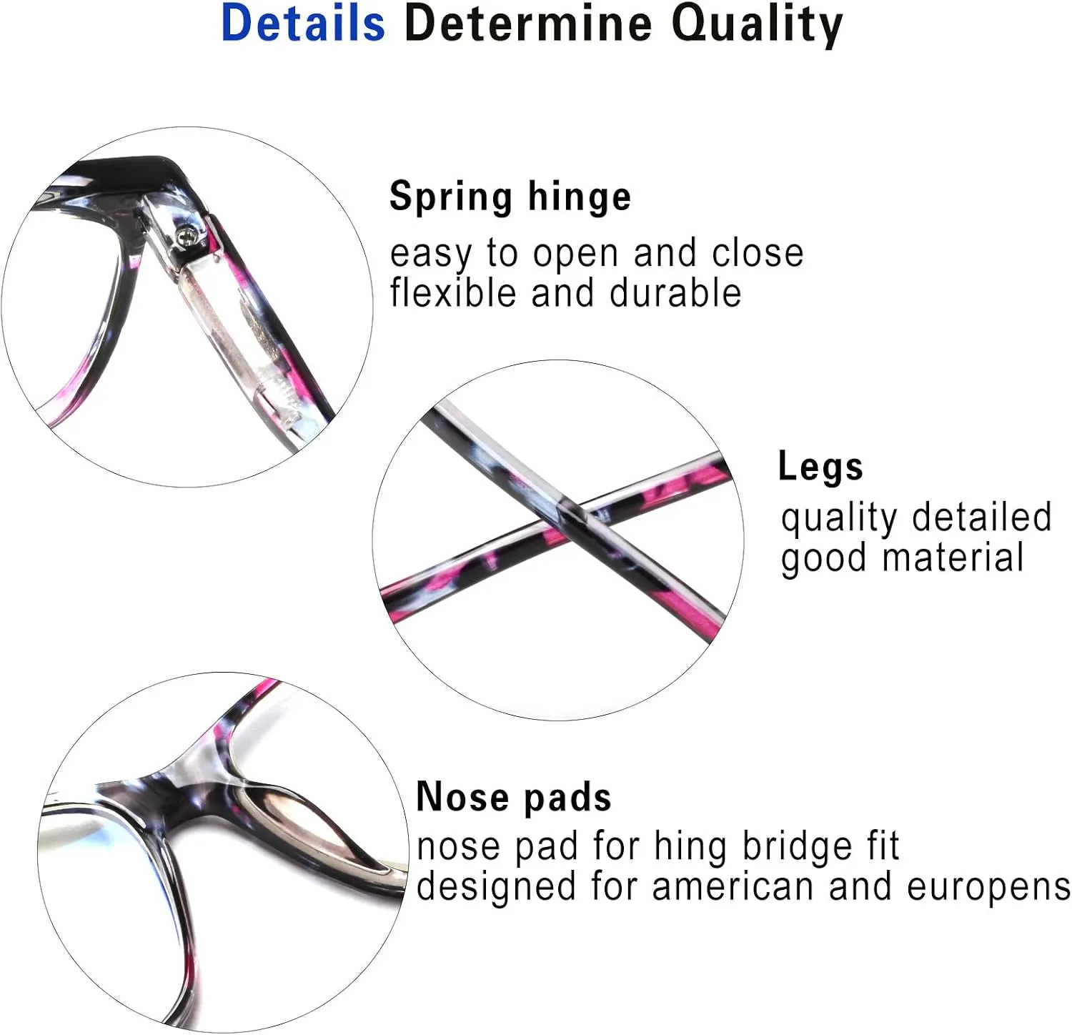 SIGVAN Ladies Reading Glasses Blue Light Blocking Spring Hinge Fashion Pattern Print Eyeglasses for Women