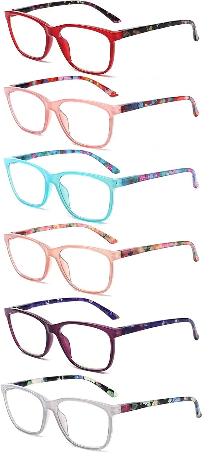 SIGVAN Ladies Reading Glasses Blue Light Blocking Spring Hinge Fashion Pattern Print Eyeglasses for Women