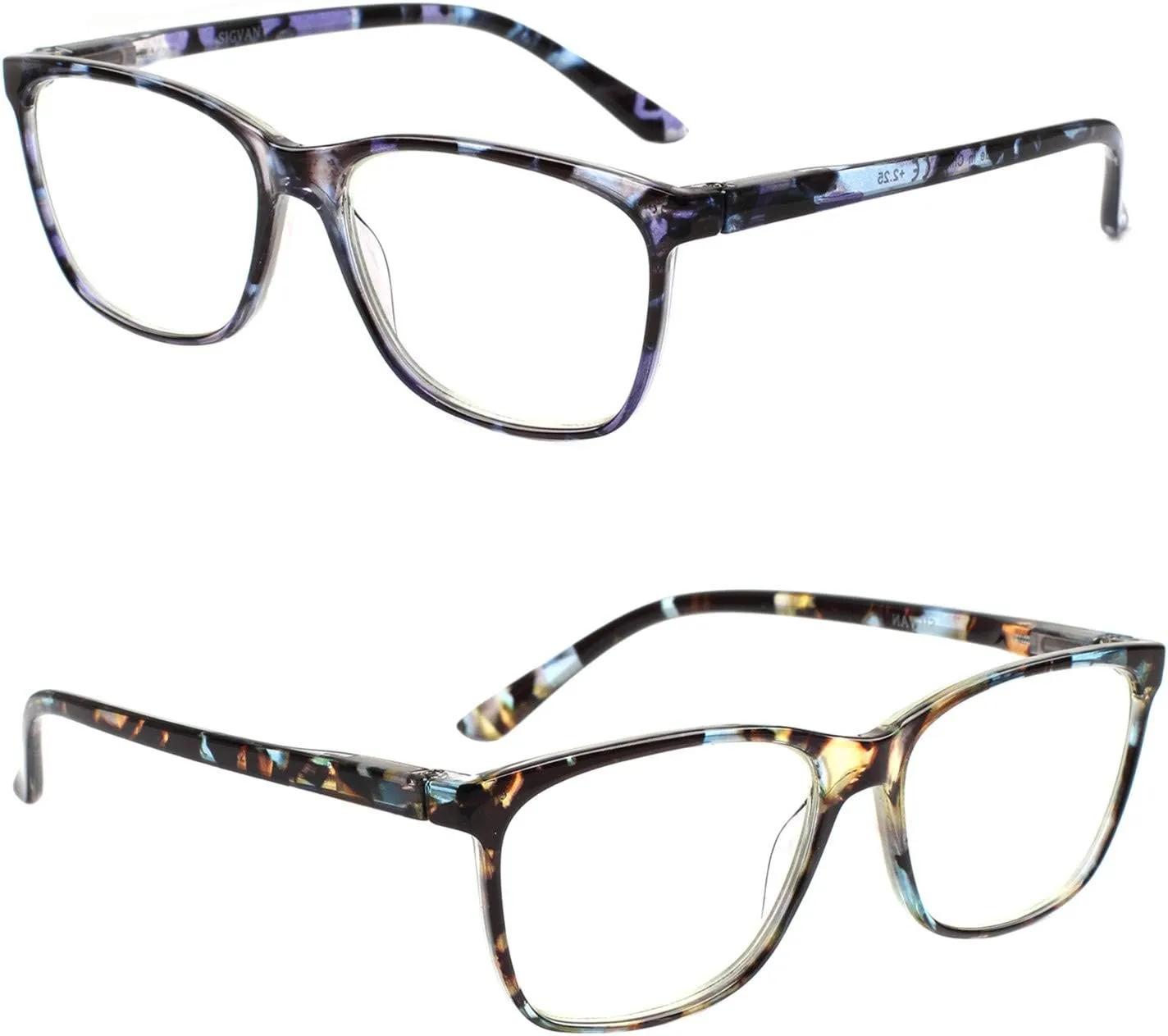 SIGVAN Ladies Reading Glasses Blue Light Blocking Spring Hinge Fashion Pattern Print Eyeglasses for Women