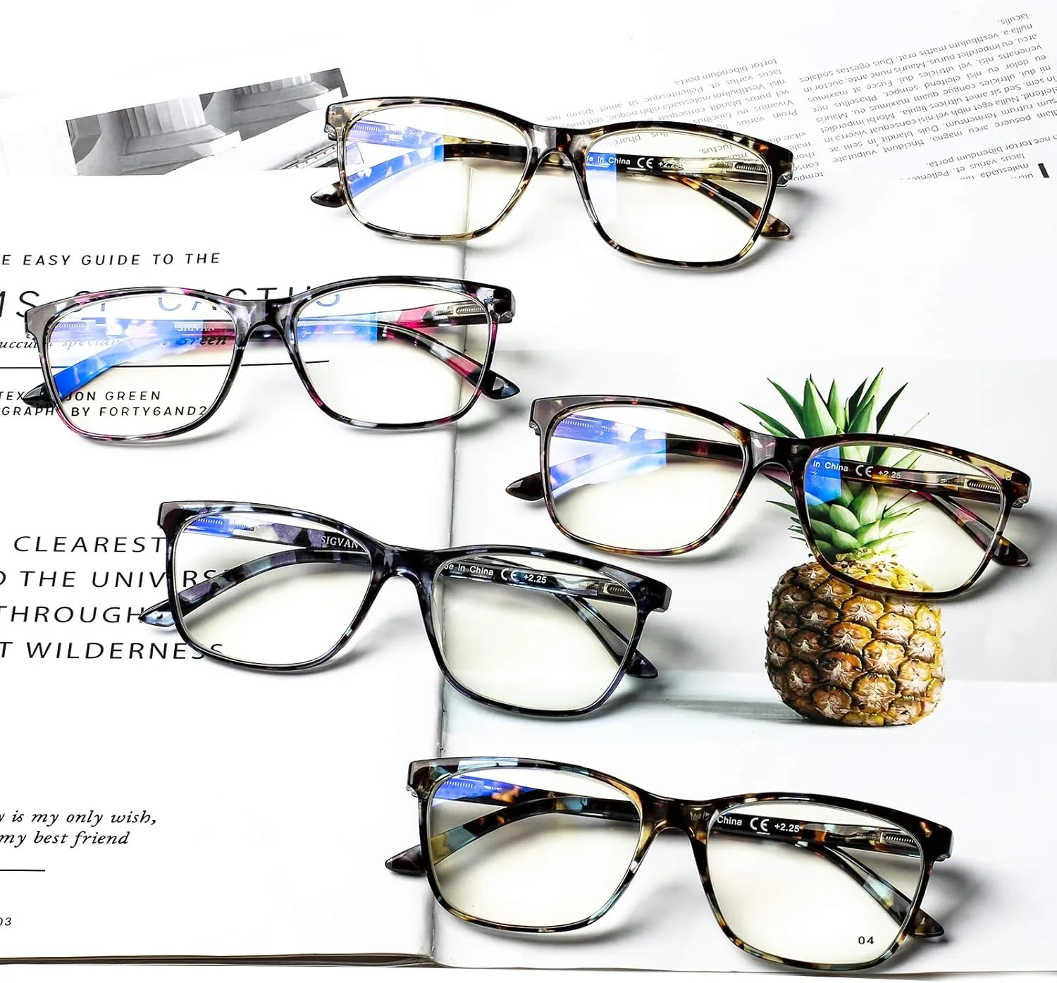 SIGVAN Ladies Reading Glasses Blue Light Blocking Spring Hinge Fashion Pattern Print Eyeglasses for Women