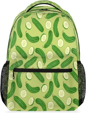 Slice Cucumber Green Fruit Vegetables Backpack Casual Laptop Backpack Shoulder Bag Lightweight Travel Daypack Bag College Bag for Women Men