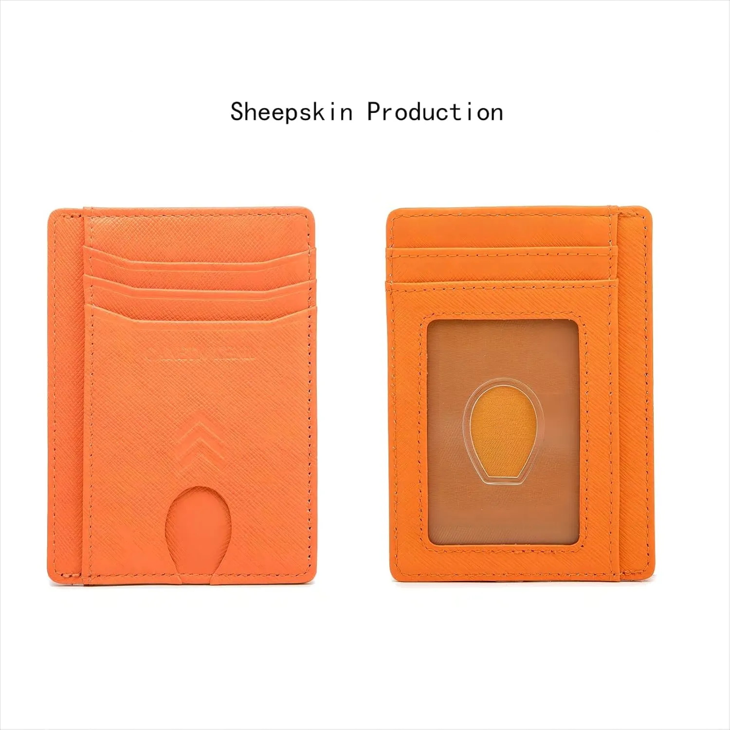 Slim Minimalist Wallet, Front Pocket Wallet, Credit Card Wallet Rfid Blocking,Small Leather Credit Card Holder For Men & Women (Cross Orange)