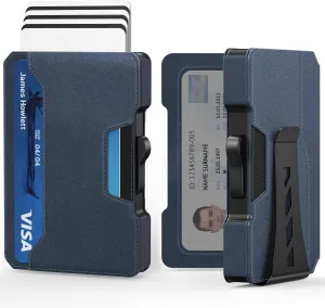 Slim Wallet for Men - Minimalist Mens Wallet with Money Clip, Aluminum Pop Up Card Case and Leather Slots Credit Card Holder RFID Blocking Wallet for Men with Gift Box