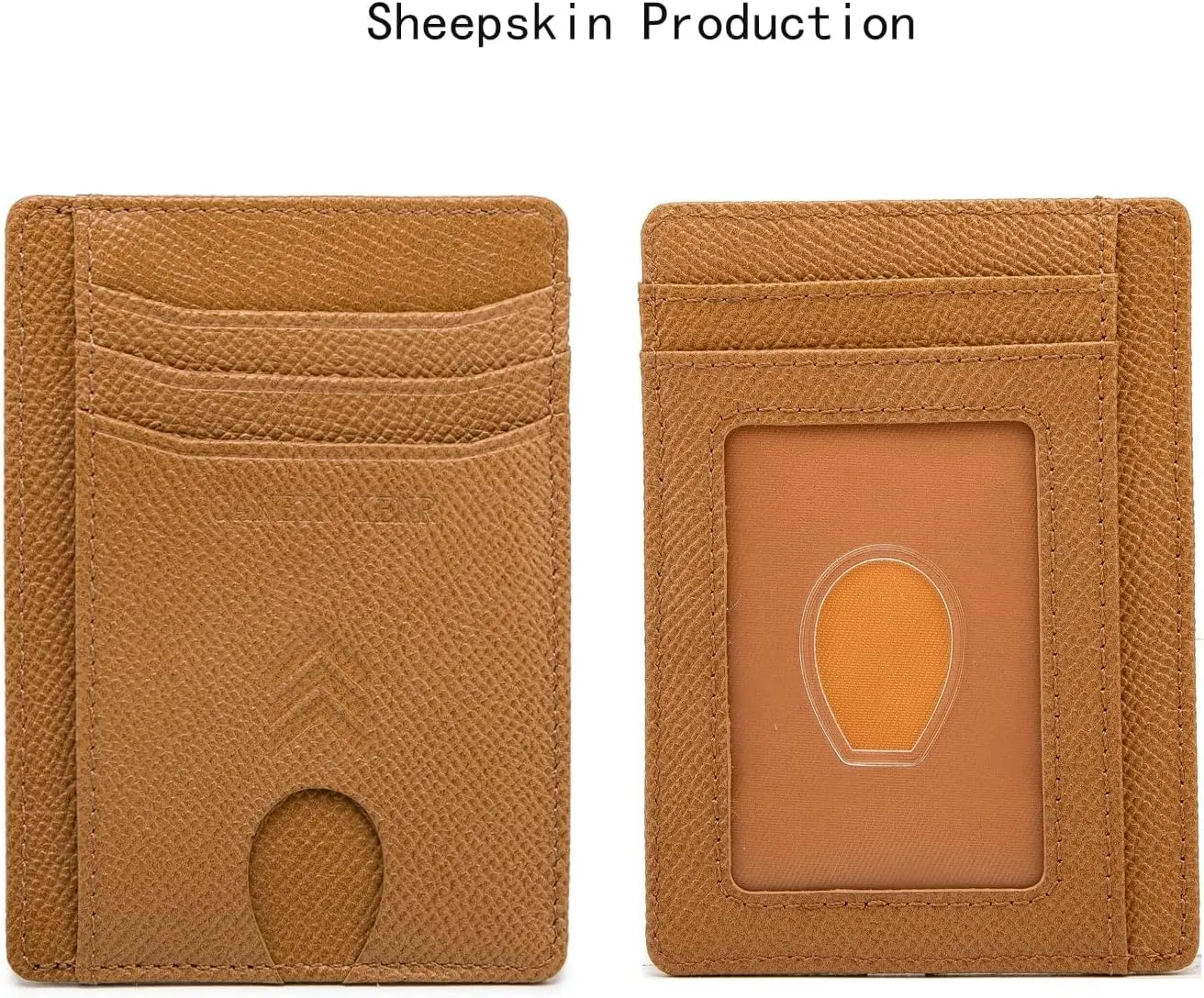 Slim Wallet for Women, Credit Card Holder Leather Minimalist Front Pocket RFID Blocking Wallet for Men Women (Palmar Pattern Golden Brown)