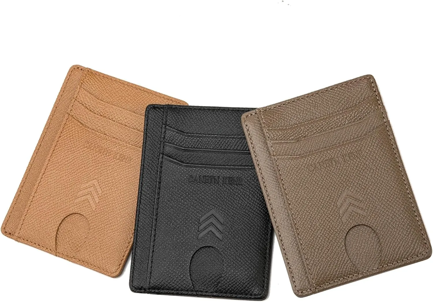 Slim Wallet for Women, Credit Card Holder Leather Minimalist Front Pocket RFID Blocking Wallet for Men Women (Palmar Pattern Golden Brown)