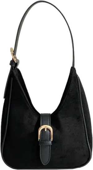 Slouchy Suede Shoulder Bags For Women Retro Clutch Saddle Bag Small Tote Bag Y2K Satchels Work Purses Crescent Handbag Fall