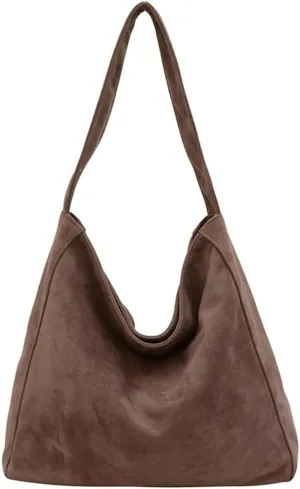 Slouchy Suede Tote Bag Women Trendy Corduroy Boho Satchels Shoulder Bag Crossbody Purse Travel Top-handle Tote Handbag