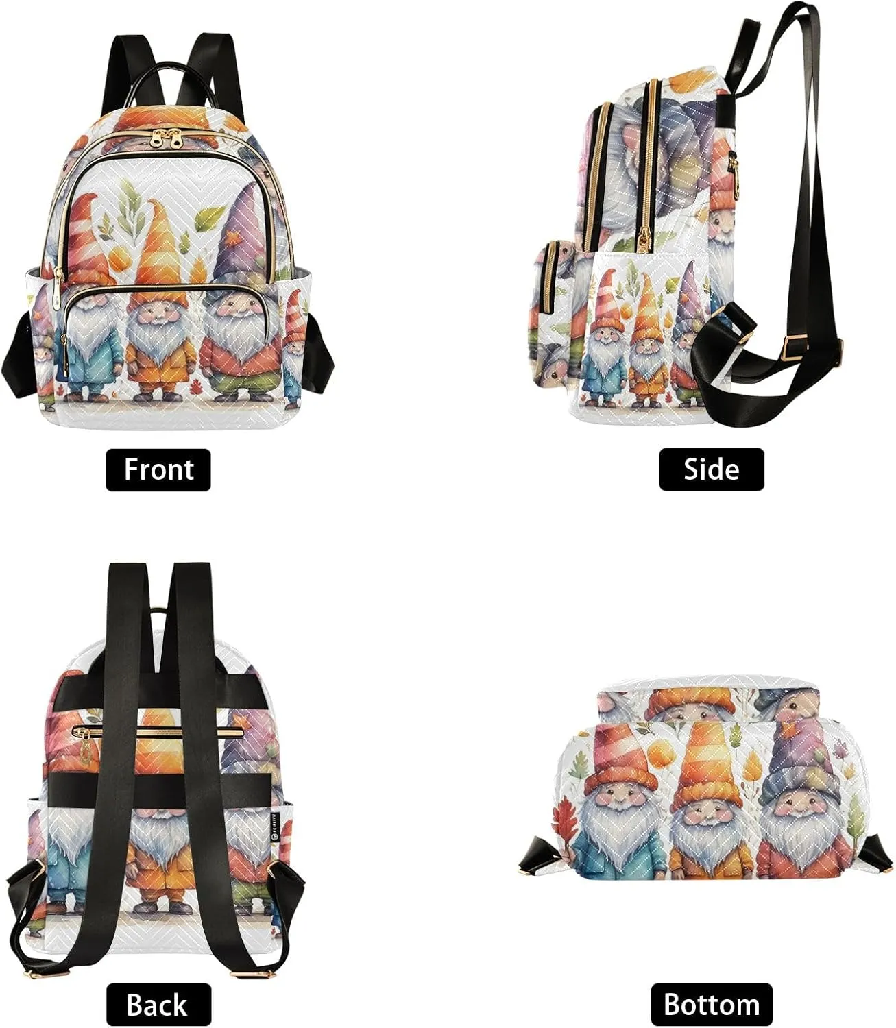 Small Backpack Purse for Women, Autumn Dwarfs Travel Bag Casual Daypack Shoulder Bag