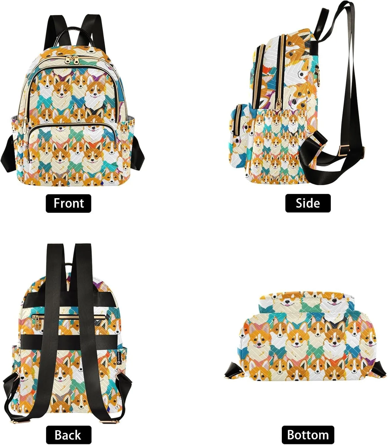 Small Backpack Purse for Women, Colored Clover Dogs Travel Bag Casual Daypack Shoulder Bag