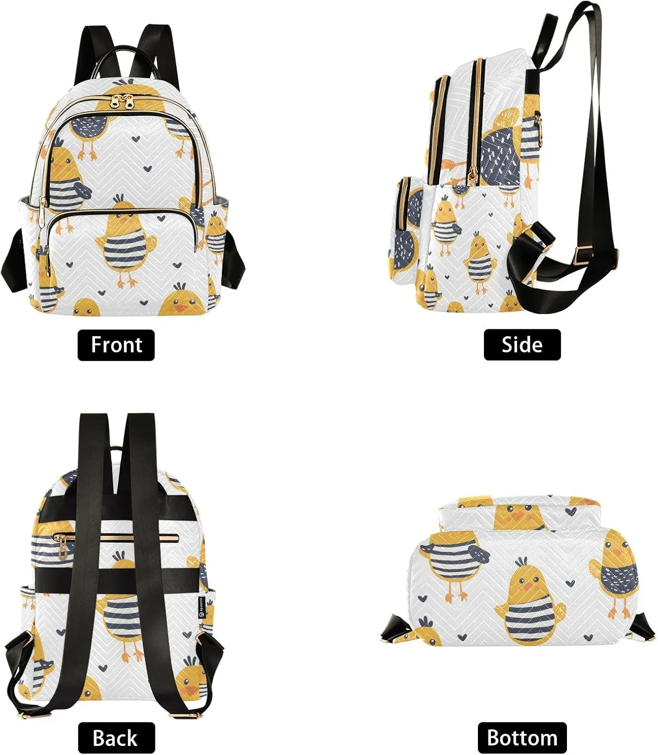 Small Backpack Purse for Women, Seamless Pattern with Small Chickens Travel Bag Casual Daypack Shoulder Bag