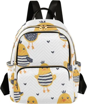 Small Backpack Purse for Women, Seamless Pattern with Small Chickens Travel Bag Casual Daypack Shoulder Bag