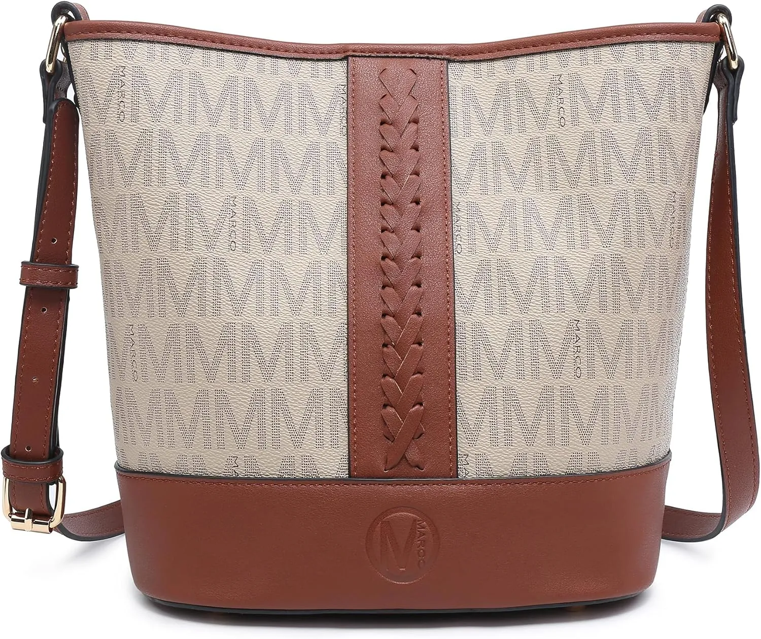 Small Bucket Bag Purses for Women Vegan Leather Crossbody Shoulder Monogram Handbags with Adjustable Strap