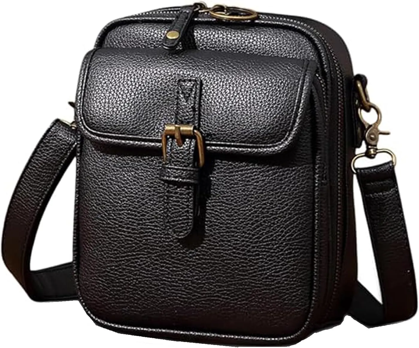 Small Crossbody Bag for Women Men Leather Fanny Pack RFID Chest Bag for Travel (Black)