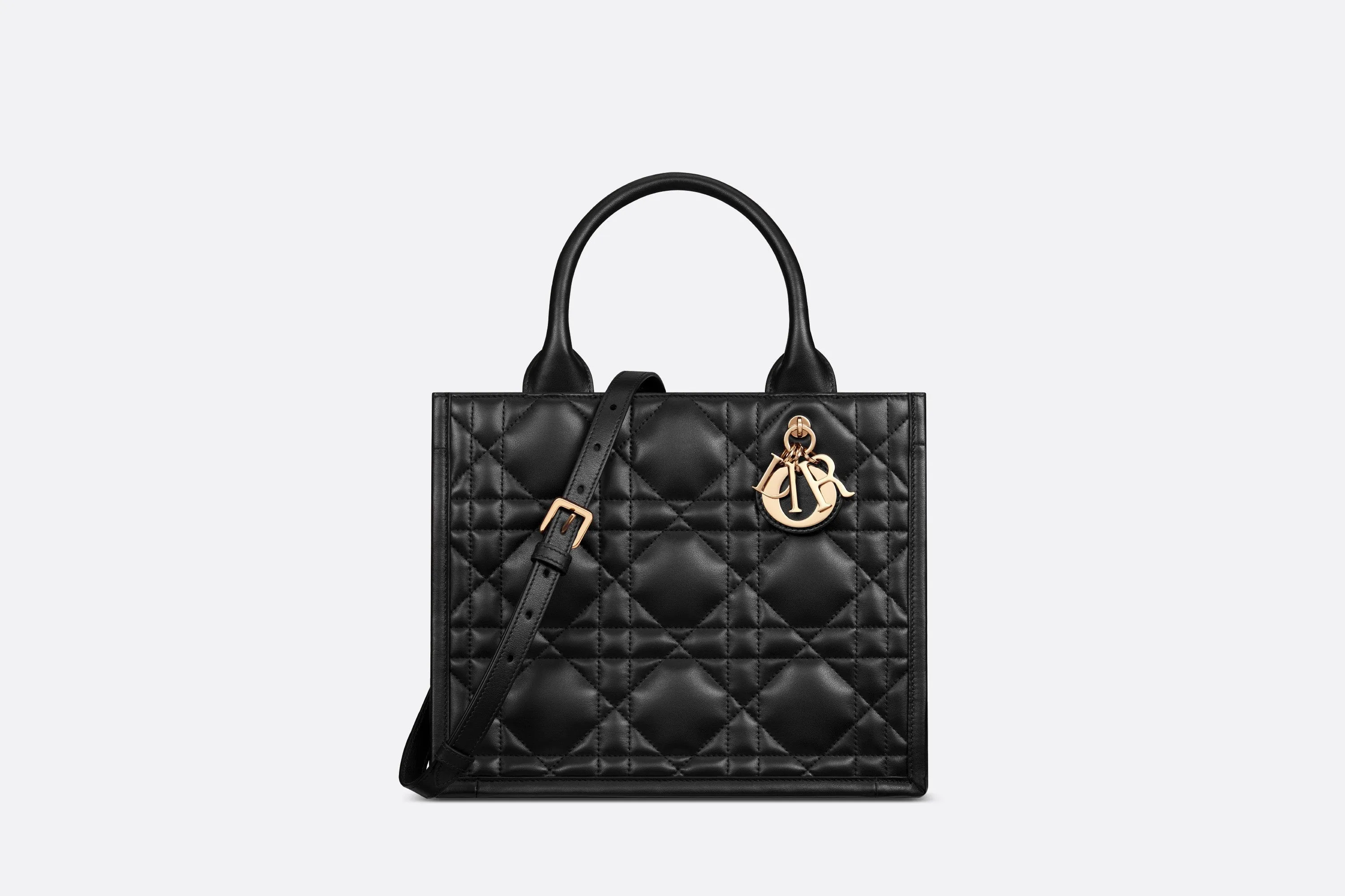 Small Dior Book Tote • Black Macrocannage Calfskin (26.5 x 21 x 14 cm)