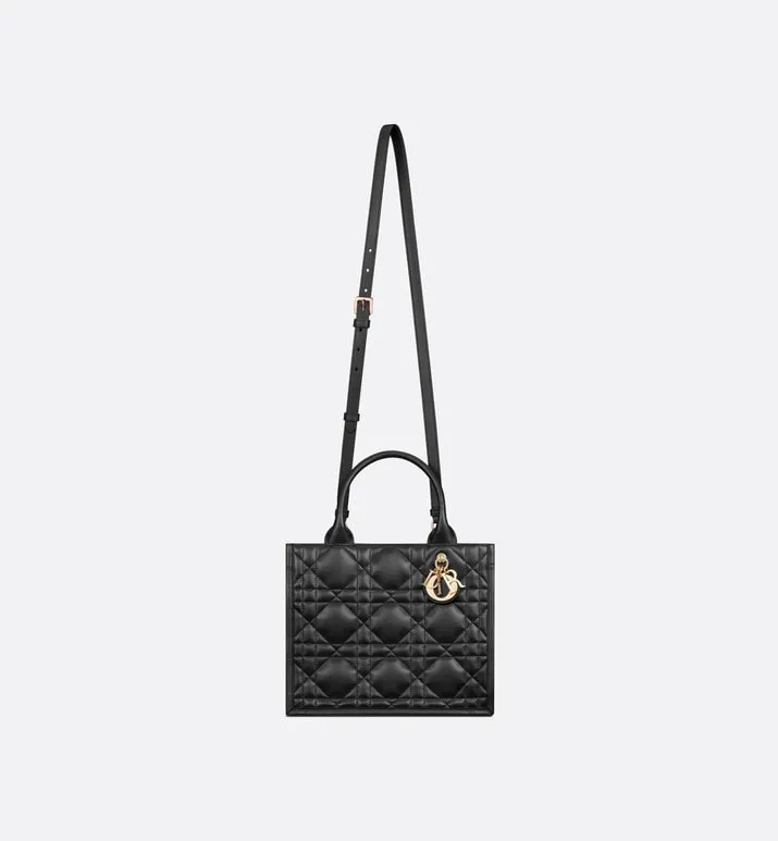 Small Dior Book Tote • Black Macrocannage Calfskin (26.5 x 21 x 14 cm)