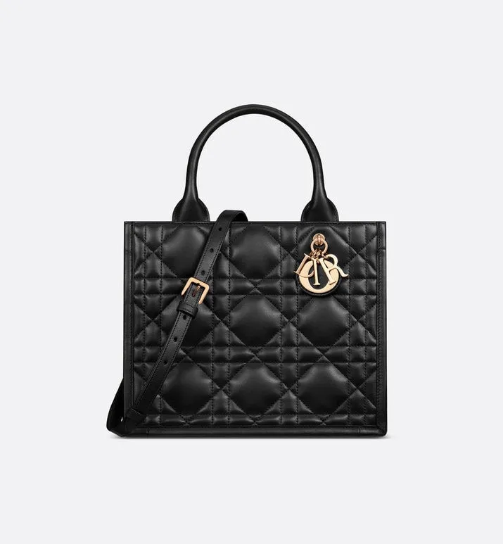 Small Dior Book Tote • Black Macrocannage Calfskin (26.5 x 21 x 14 cm)