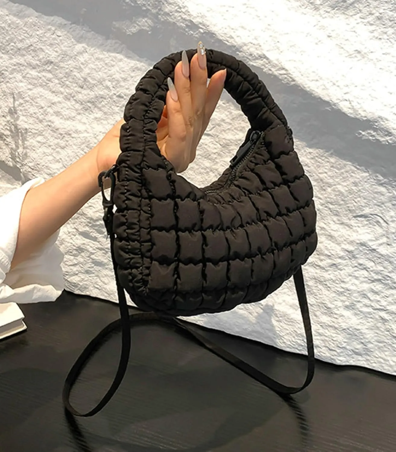 Small Puffer Quilted Shoulder Purse Women 2025 Crossbody Bag Bubble Mini Tote Bag Nylon Handbag Pad Soft Handbag
