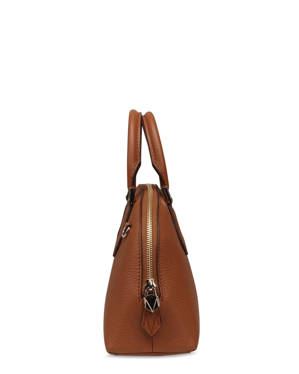 Small Reina Halfmoon Top Handle Bag in Saddle