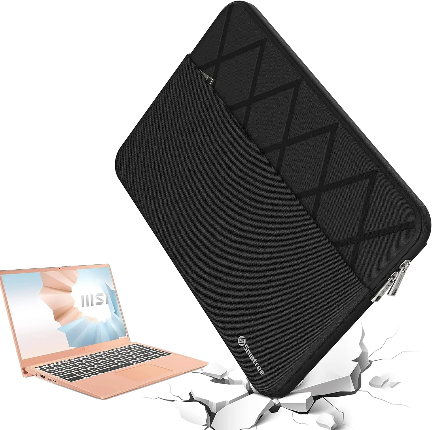 Smatree 14 inch Laptop Sleeve for MSI Modern 14/Summit E14 Flip Evo/Summit E14 Evo/Prestige 14H/Prestige 14 Evo, Protective Laptop Case with Accessory Pocket, YKK Zipper, Shockproof Design (E425)