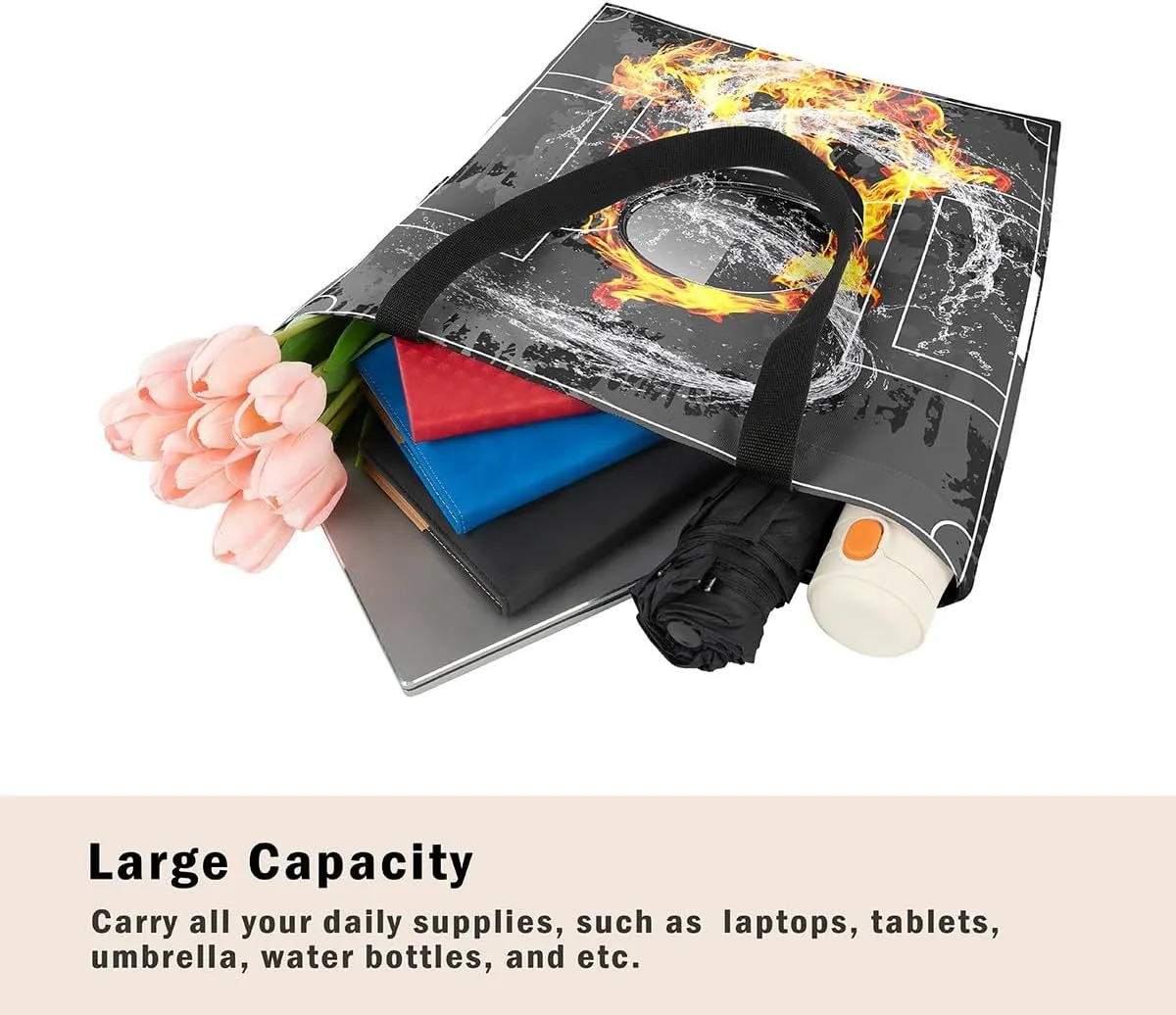 Soccer Shopping Grocery Bags,Football Field Canvas Tote Bag