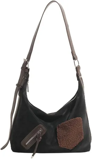 Soft Suede Shoulder Bag for Women Slouchy Crossbody Tote Purse Large Dumpling Handbags Top Handle Satchels