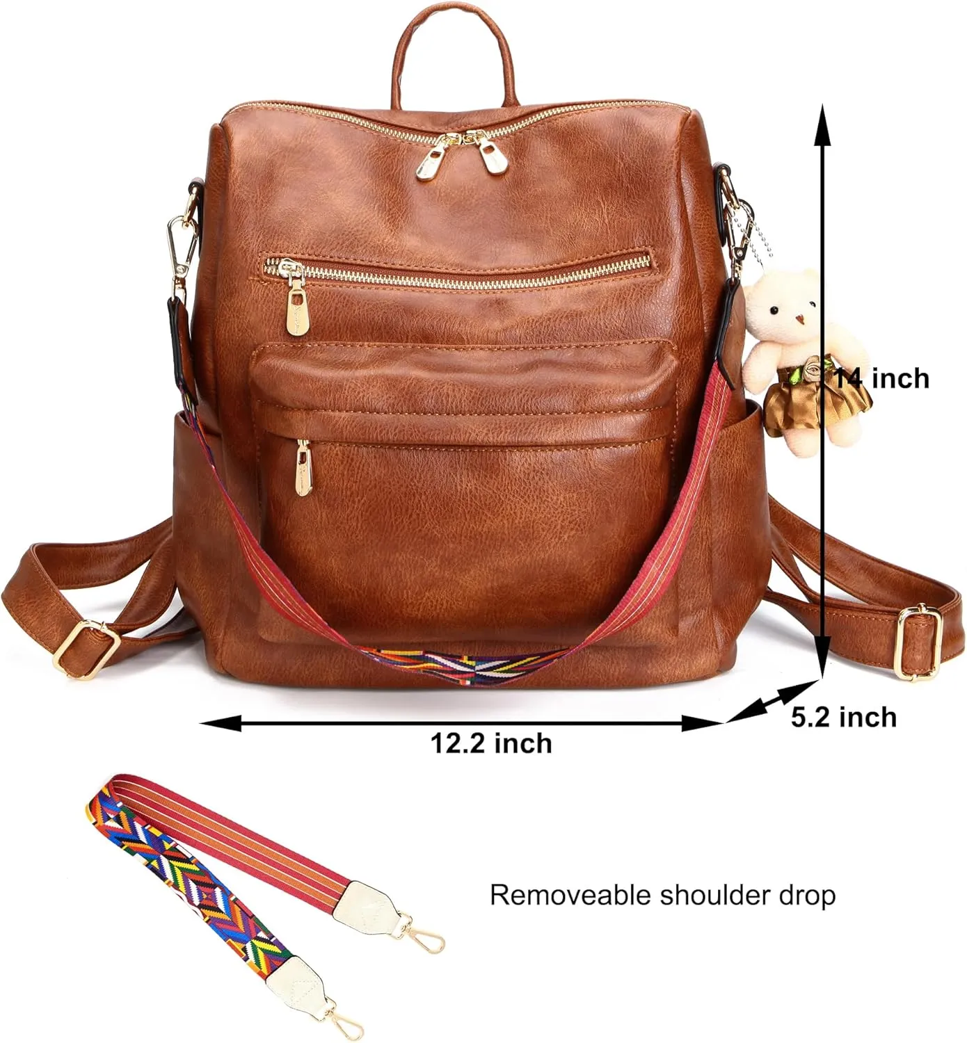 Soperwillton Women Backpack Purse Multipurpose Design Handbags Shoulder Bag PU Leather Travel bag Backpack Set 2pcs